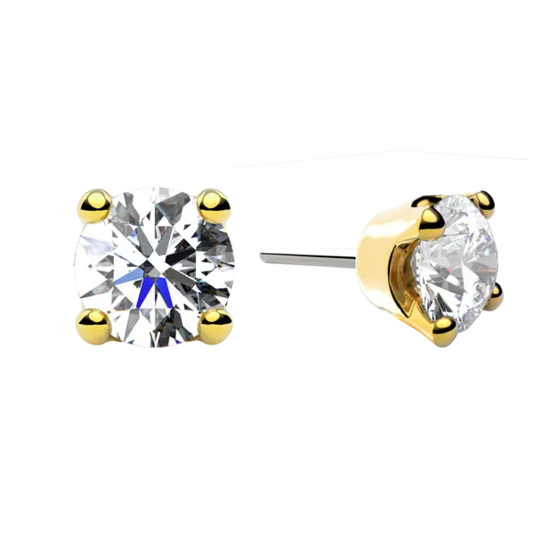 Four-prong faceted stone end in solid gold, open-set for brighter light return than a bezel