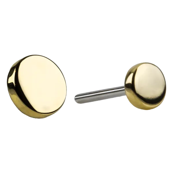 Cast flat disc end in solid gold with a superior hand polish — the essential low-profile disc