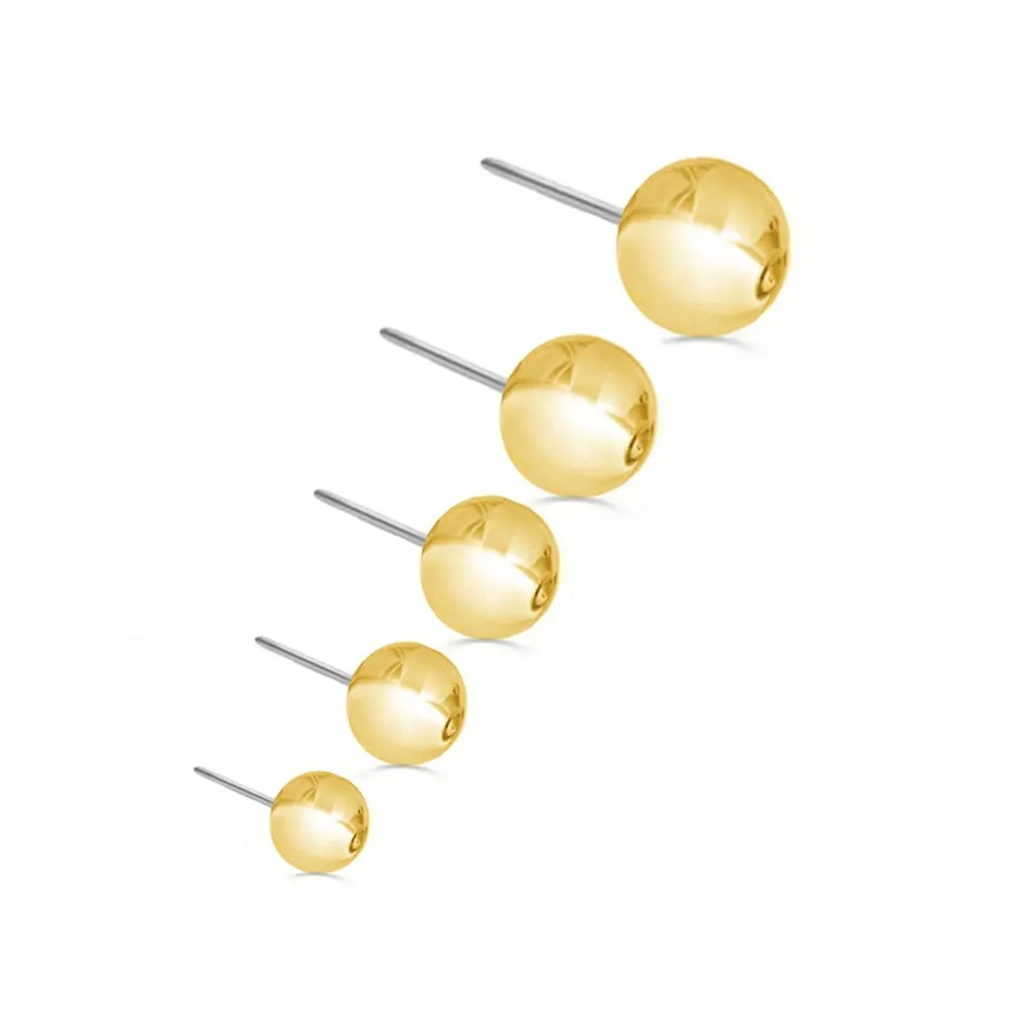 Smooth high-polish gold ball end in solid 14k — made for everyday curated stacks