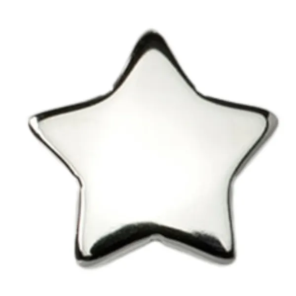 Five-point star in mirror-polished implant-grade titanium — a clean celestial silhouette.